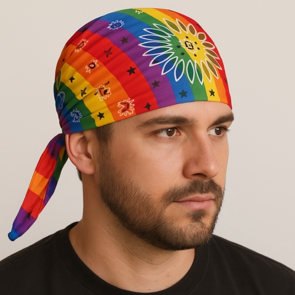 Bandana Hair Accessories Rainbow multicolored LGBTQIA+ Pride Square shaped - Picture 4 of 17
